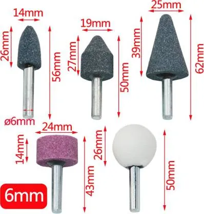 10 Pcs 6mm & 3mm Shank Abrasive Mounted Stone Rotary Tool Bits