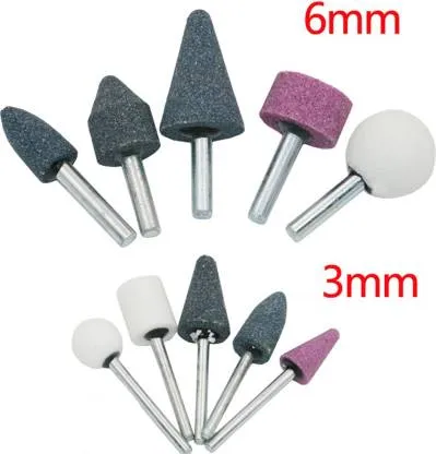 10 Pcs 6mm & 3mm Shank Abrasive Mounted Stone Rotary Tool Bits