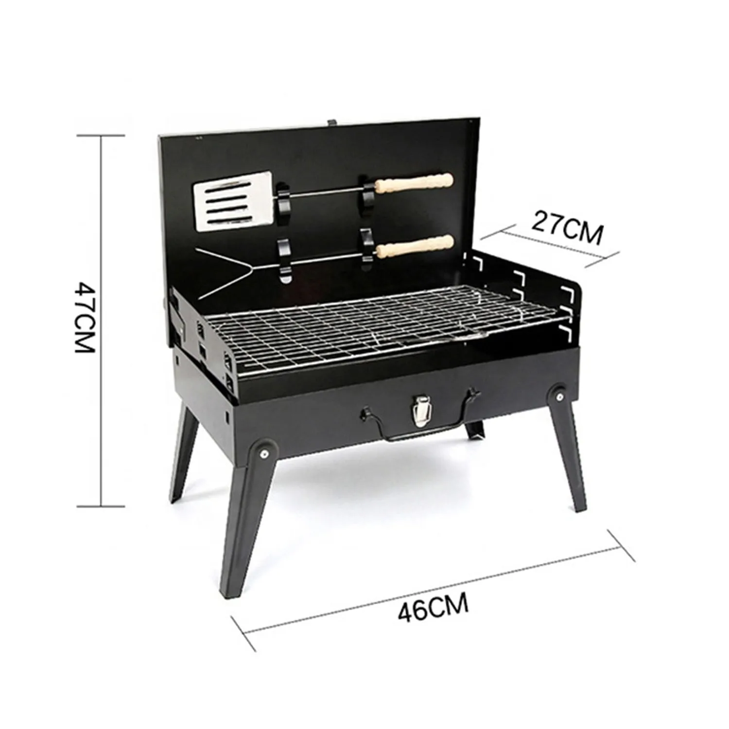 125 Stainless Steel Briefcase Style Barbecue Grill Toaster (Medium, Black)