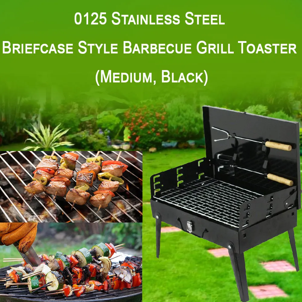 125 Stainless Steel Briefcase Style Barbecue Grill Toaster (Medium, Black)