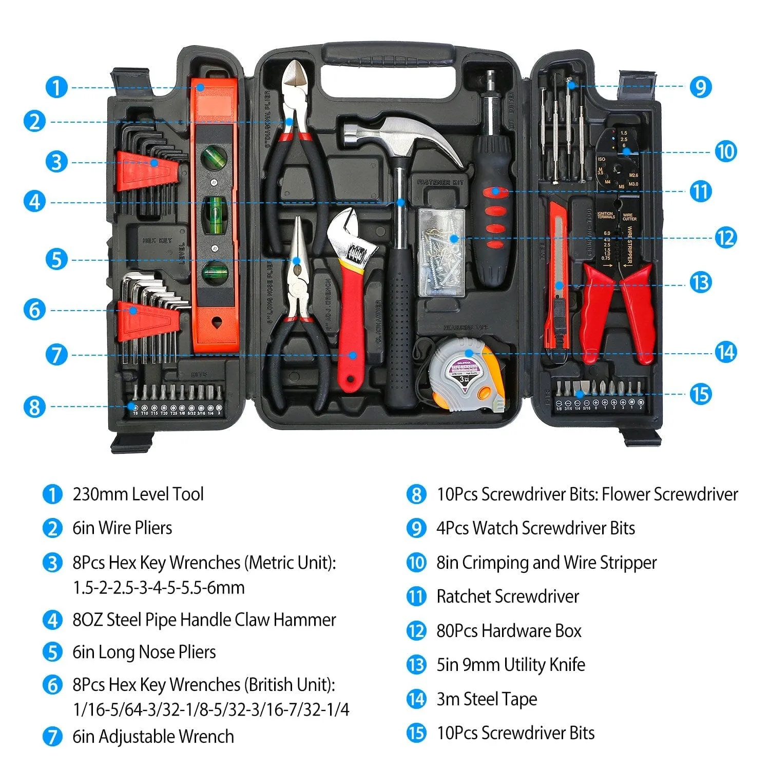 129-Pieces Set: Household Hand Tool Set