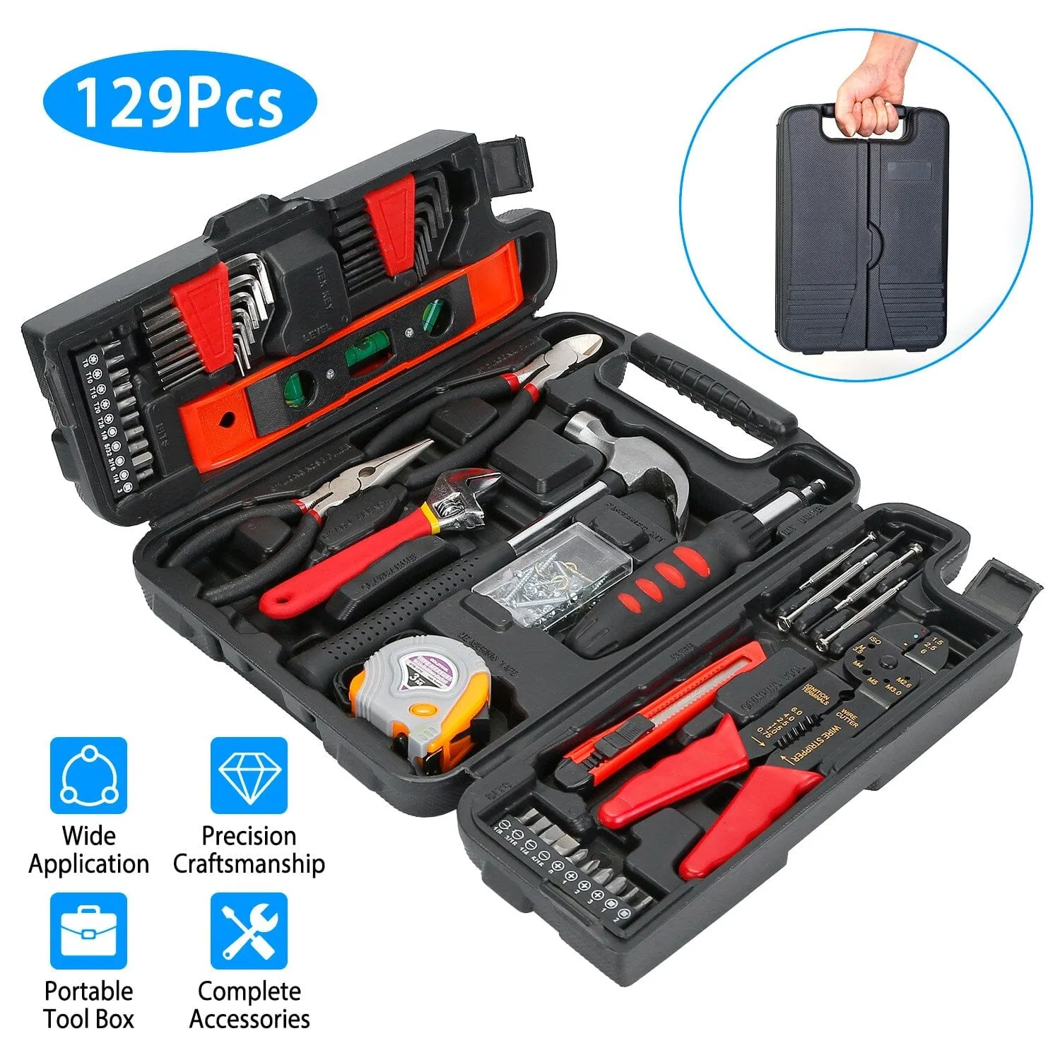 129-Pieces Set: Household Hand Tool Set