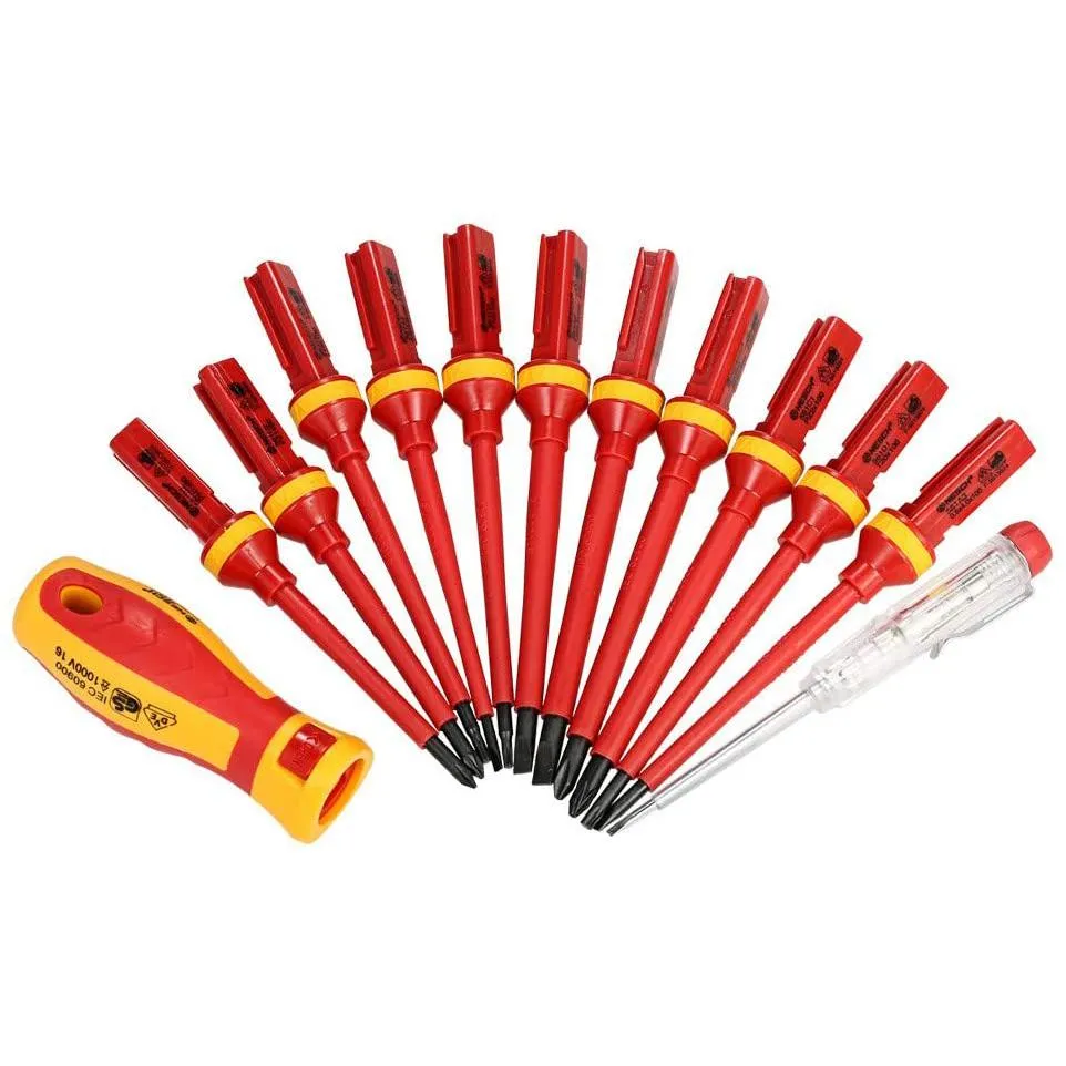 13-Piece: 1000V Changeable Insulated Screwdrivers Set