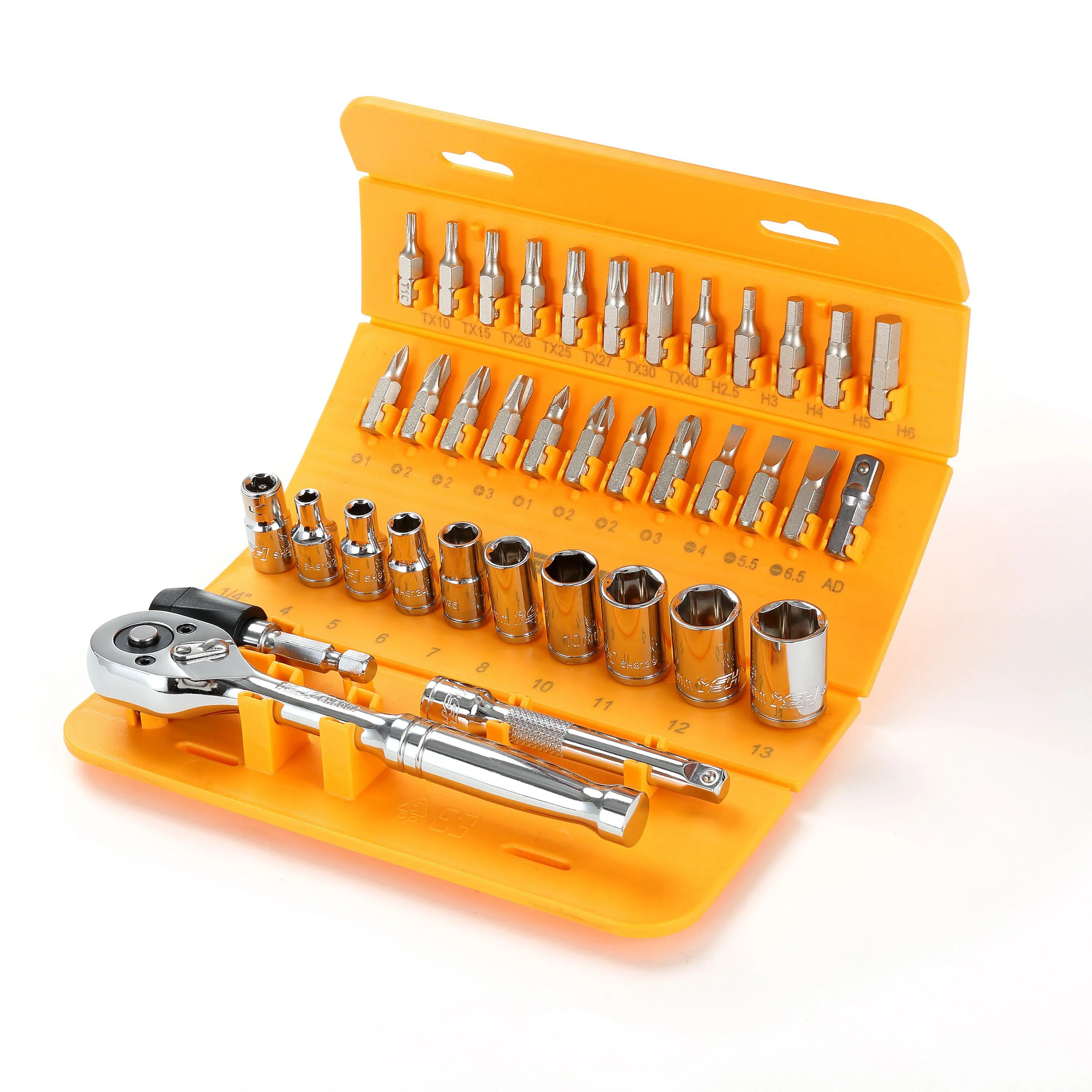 1/4 in. Drive Precision Mini Ratchet with Socket and Bit Set (37 Piece)