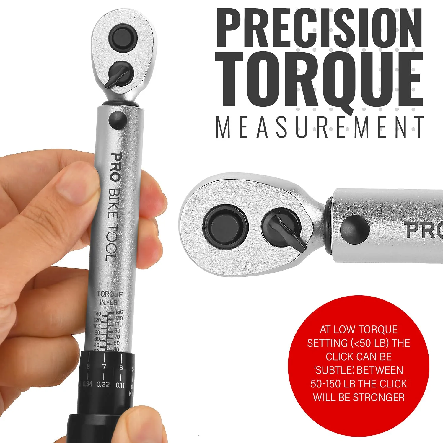 1/4 Inch Drive Click Torque Wrench Set  Inch Pound Nm Dual Readout