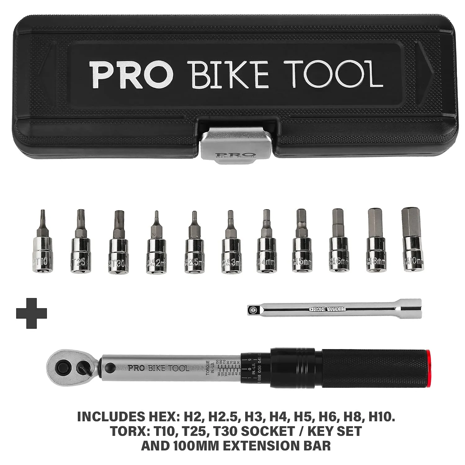 1/4 Inch Drive Click Torque Wrench Set  Inch Pound Nm Dual Readout