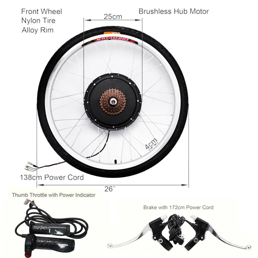 48V 1000W Electric Bicycle Conversion Kit, 26'' Rear Wheel Electric Bicycle Motor Conversion Kit, eBike Hub Motor Set, E-Bike Conversion kit with Intelligent Controller & PAS System