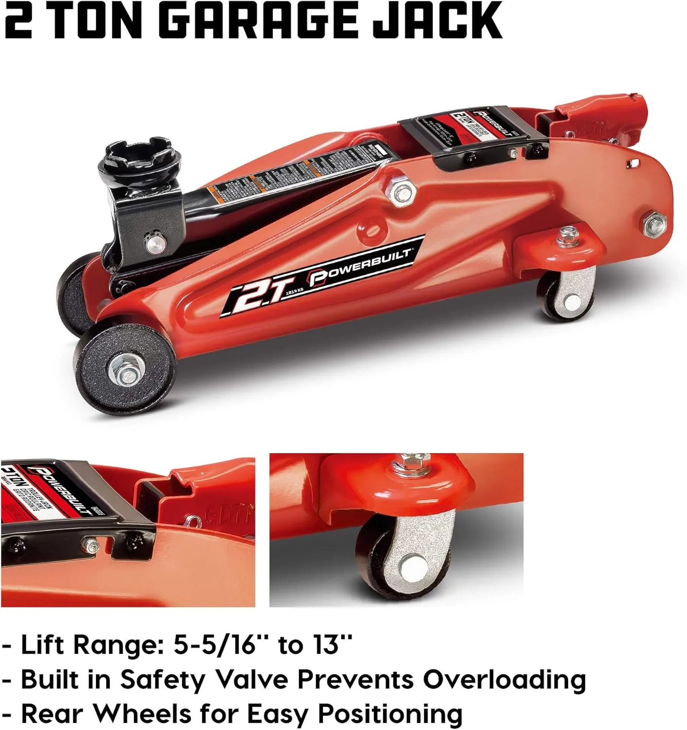 6-Piece Car Jack & Garage Creeper Set with 2-Ton Lift, Jack Stands & Wheel Chocks