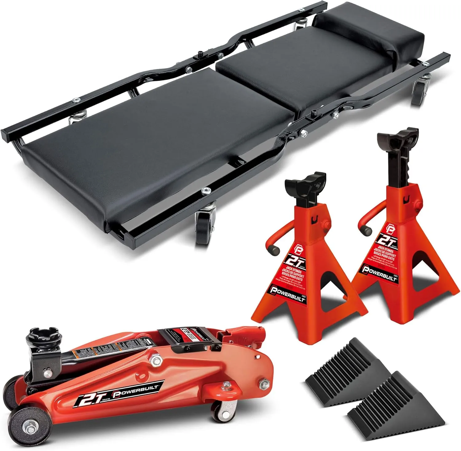 6-Piece Car Jack & Garage Creeper Set with 2-Ton Lift, Jack Stands & Wheel Chocks