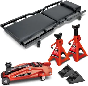 6-Piece Car Jack & Garage Creeper Set with 2-Ton Lift, Jack Stands & Wheel Chocks