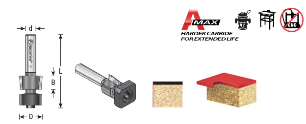 Amana 47147 Laminate Trimmer with Euro Square Bearing Router Bit