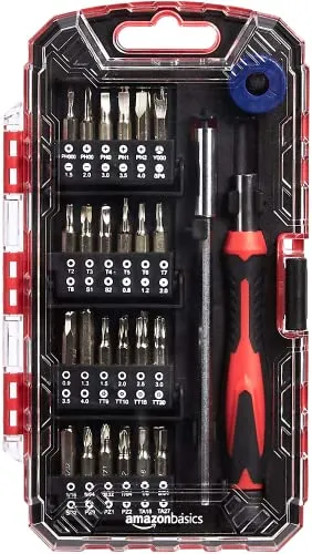 amazon basics 51-Piece Precision Screwdriver Bit Set, 17.1 X 9.7 X 2.8 Cm, Black