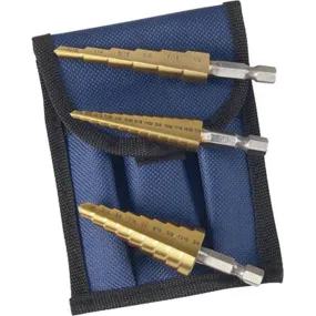 Astro Pneumatic 9445 Step Drill Bit Set Titanium Coated 3 Pc 1/8"-3/4"