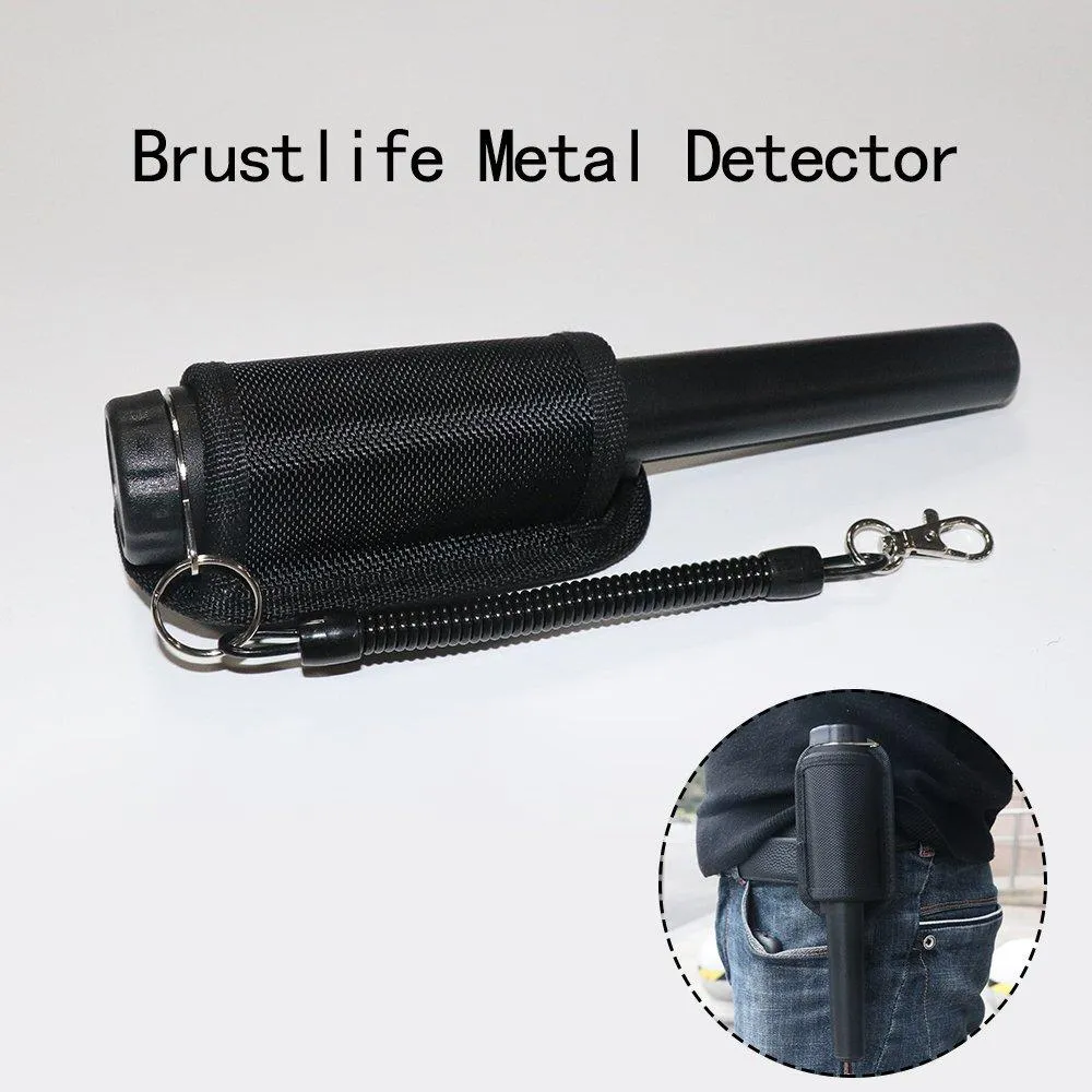 Black Metal Detector, IP65 WaterProof, Pin Pointer Probe Waterproof HandHeld Pinpointer with Holster Treasure Hunting Unearthing Tool Accessories Buzzer Vibration Automatic Tuning, Gifts for Guys