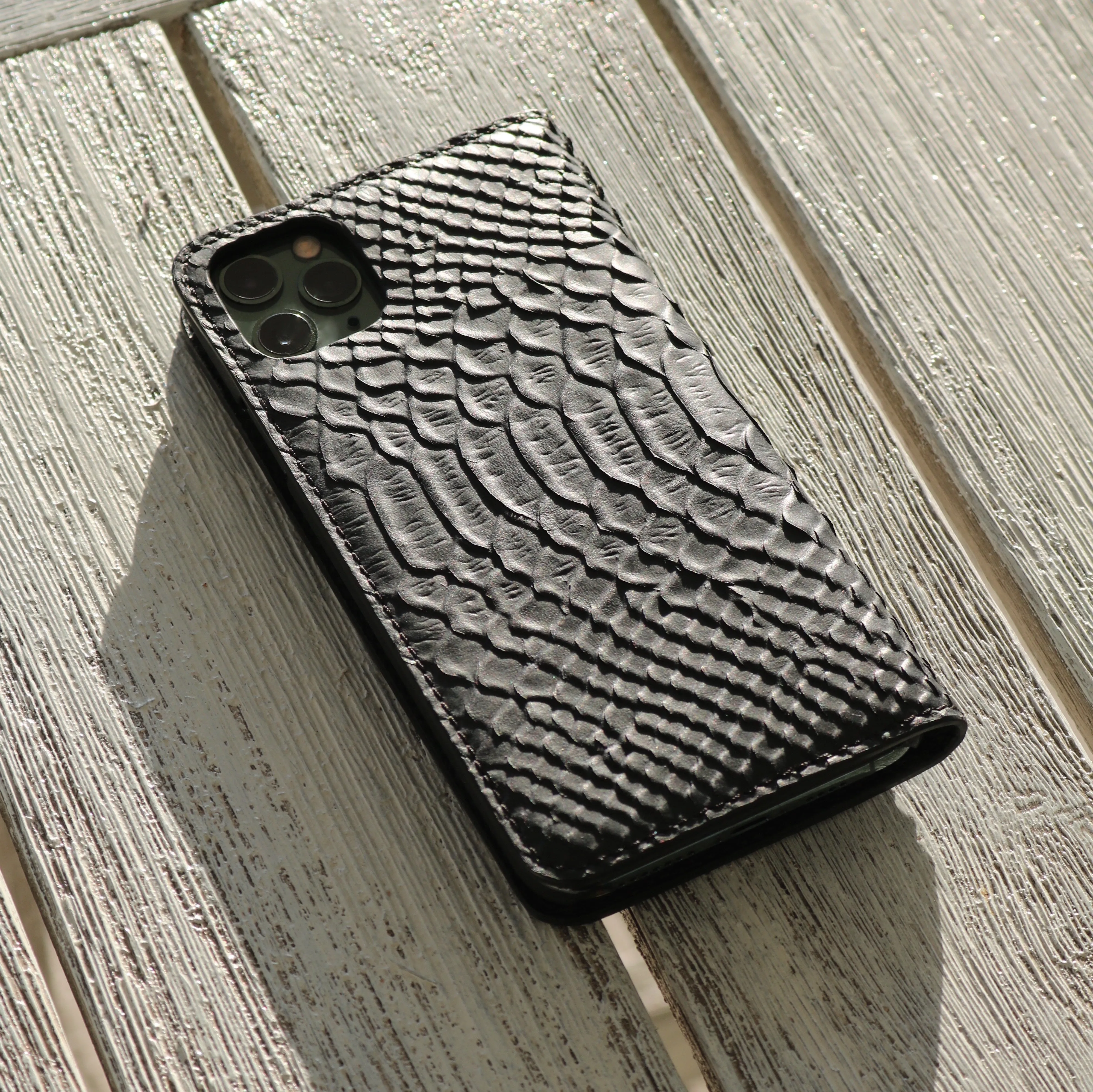 Black Python iPhone 12 Mini Folio Wallet Case