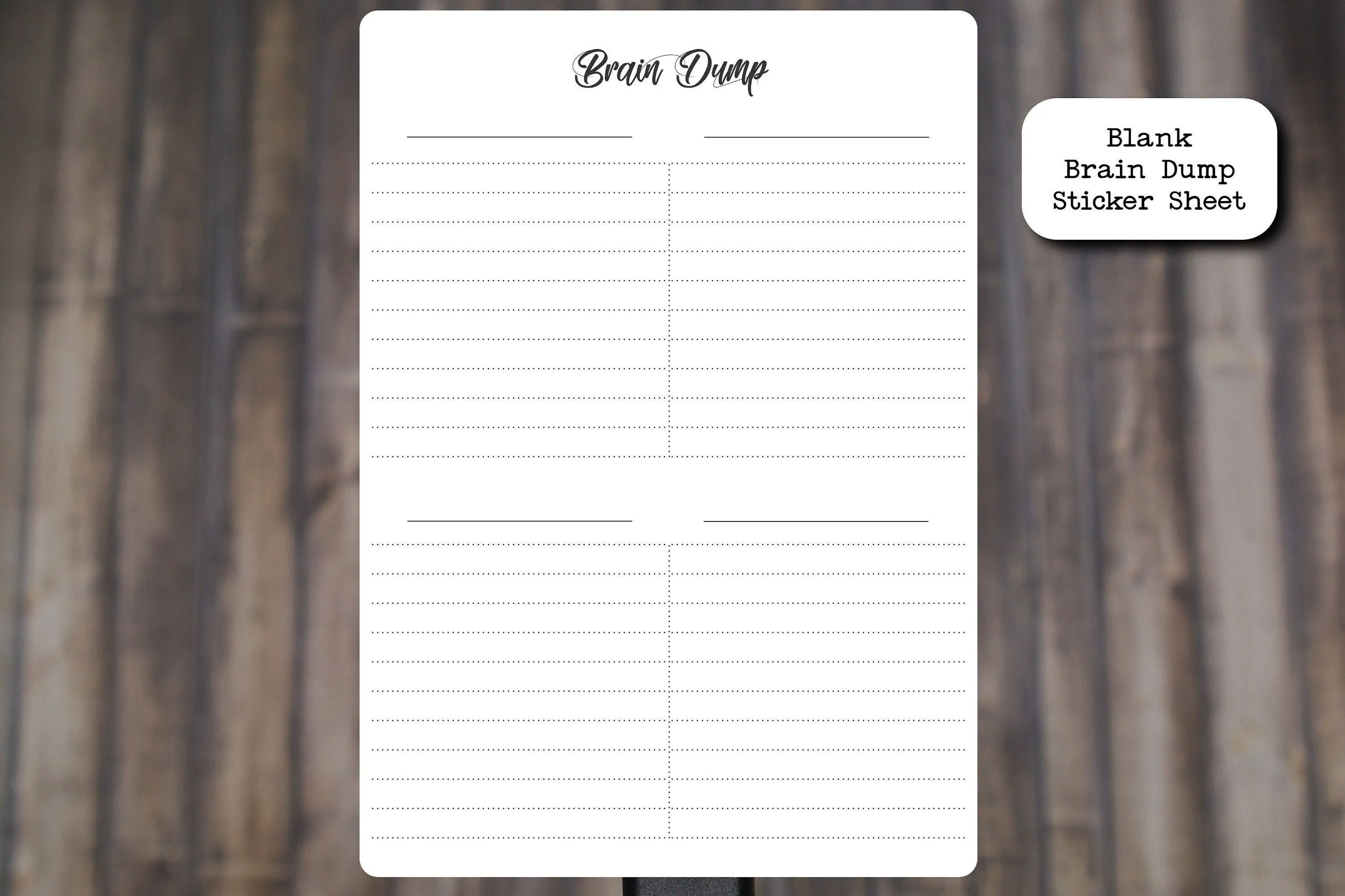 Blank Brain Dump Sticker for Planners and Journals | Matte Finish, 5" x 7"