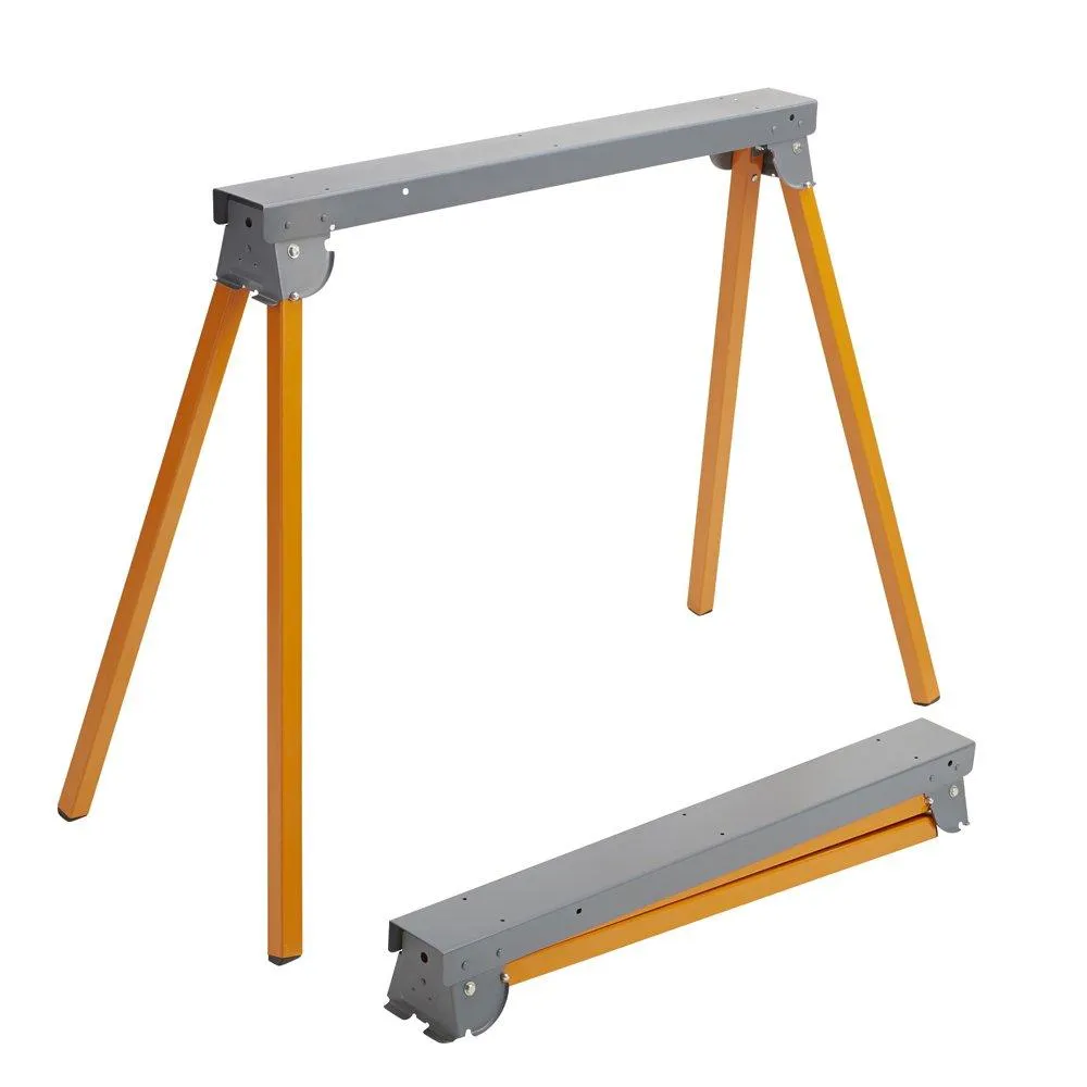 Bora Portamate PM-3300T Steel Folding Sawhorses - Set of 2 Heavy Duty Stands - Pre-Assembled