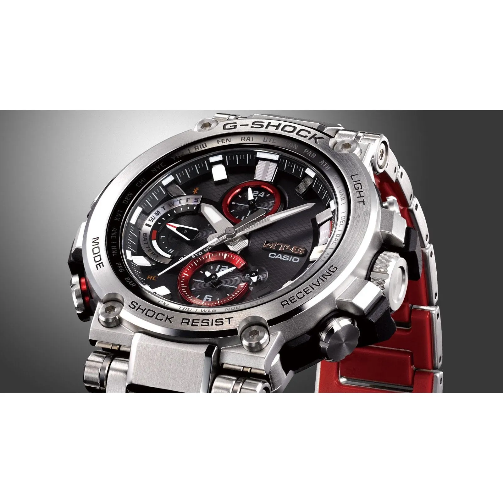 Casio G-SHOCK MT-G Bluetooth & Multiband 6 Solar Powered Stainless Steel Men's Watch - MTGB1000D-1A