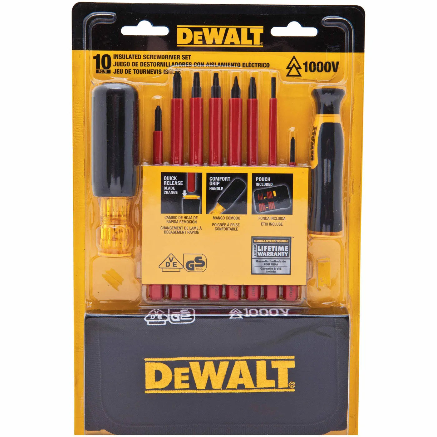 DeWalt DWHT66417 VINYL GRIP INSULATED SCREWDRIVER SET - 10 PC