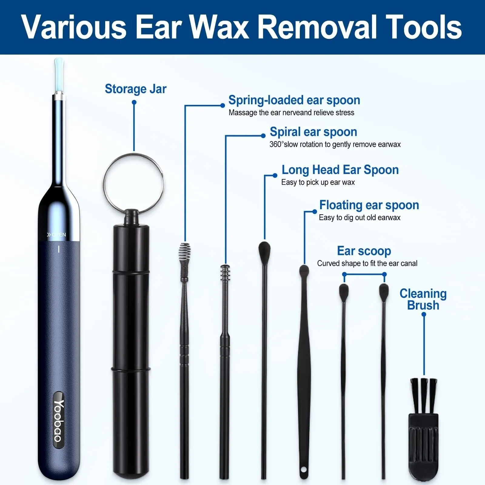 Ear Cleaner Camera - 1080P HD Wireless Otoscope Kit with 15 Ear Spoons