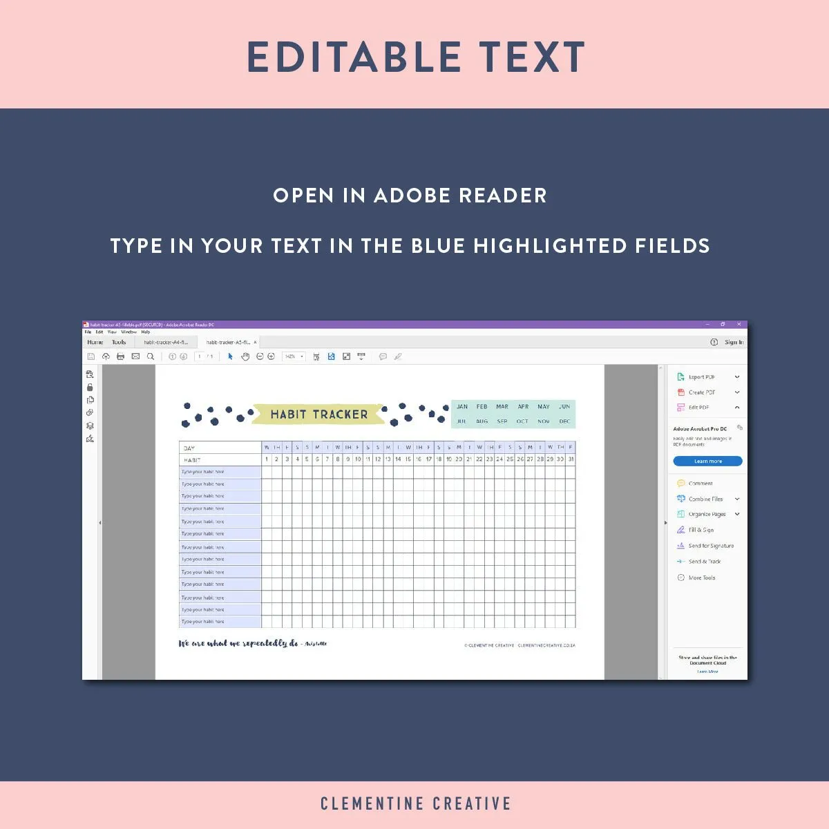 Fillable Habit Tracker Templates - Original Design {Printable PDF}