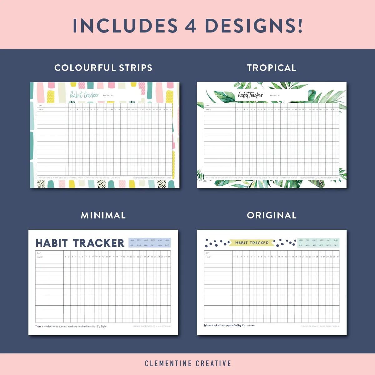 Fillable Habit Tracker Templates - Original Design {Printable PDF}