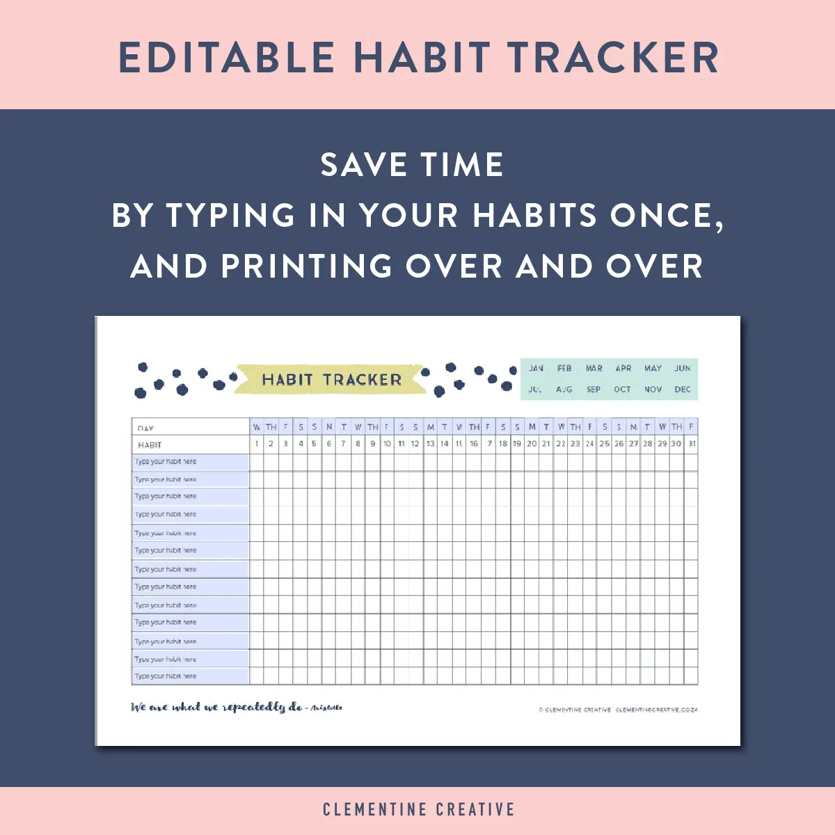 Fillable Habit Tracker Templates - Original Design {Printable PDF}