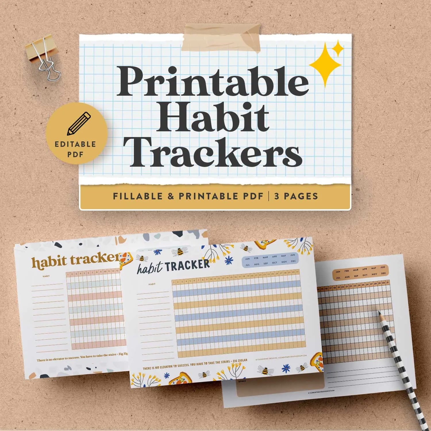 Fillable Habit Tracker Templates {Printable PDF}