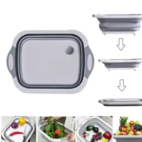 Foldable Chopping Board, Dish Rack, Washing Bowl & Draining Basket, 3in1 Multi-Function