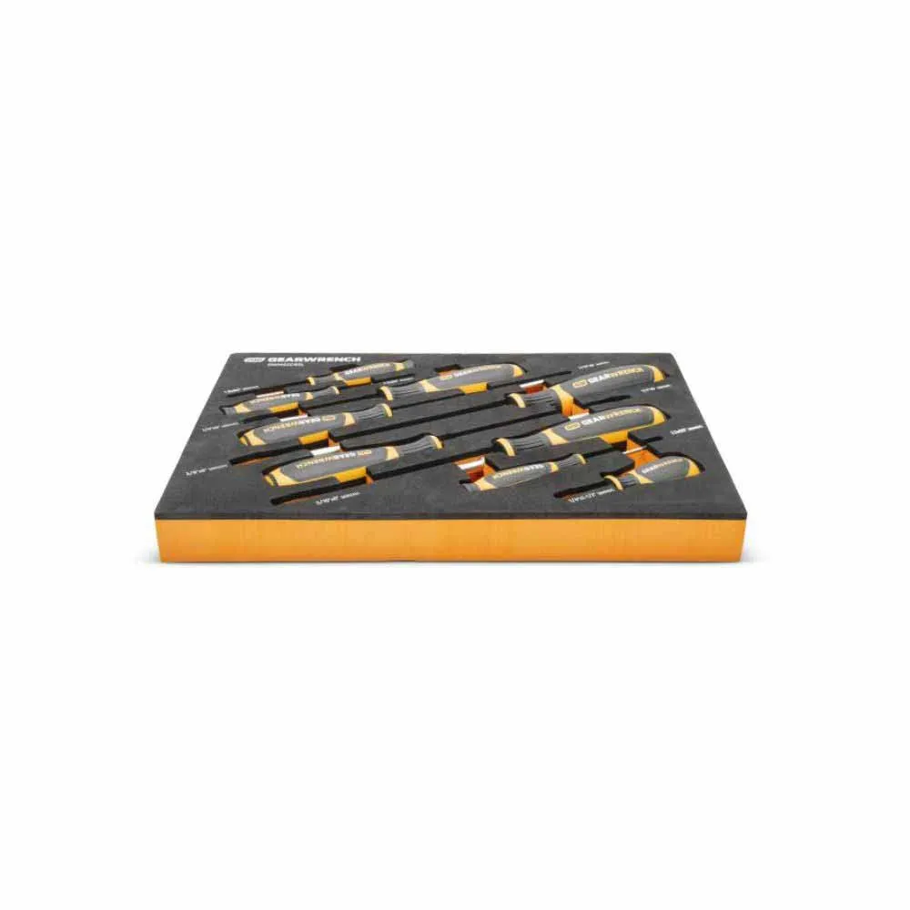 Gearwrench GWMSSCRSL 9 Piece Slotted Dual Material Screwdriver Set in Foam Storage Tray