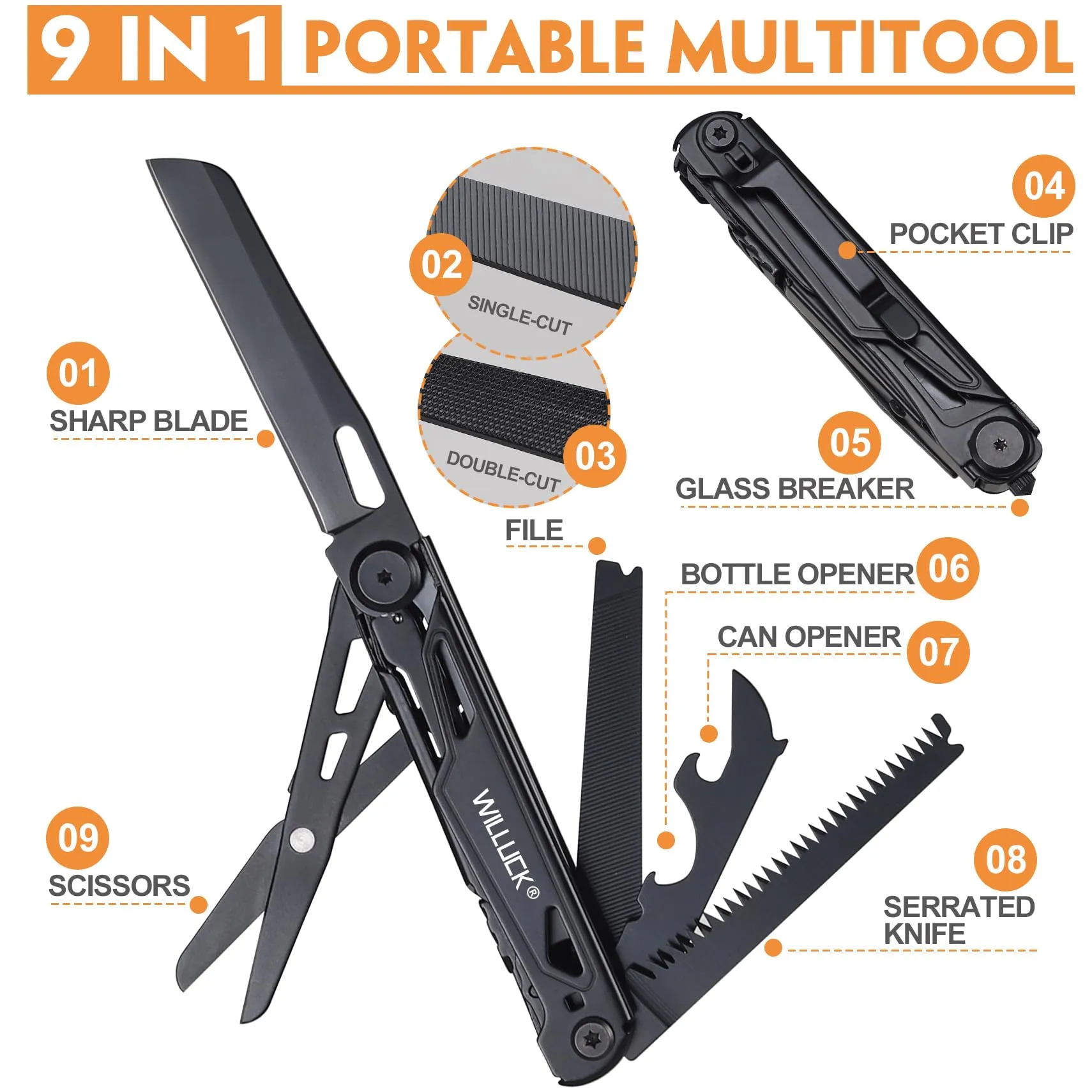 Gifts for Men Dad Him Husband - Birthday Gifts for Men, 9 in 1 Multitool - Mens Gifts Idea, Groomsmen Gifts - Stocking Stuffers for Men, Pocket Knife - Anniversary Christmas Ideal Gift, Portable Tool