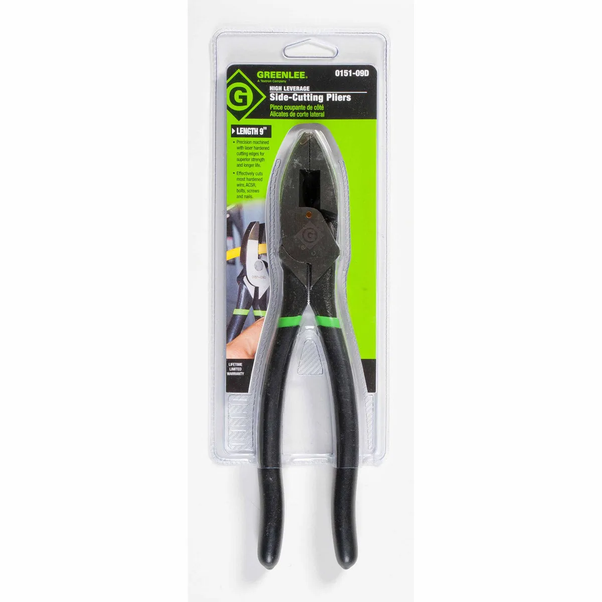 Greenlee 0151-09D High Leverage Side-Cutting Pliers 9in. dipped grip