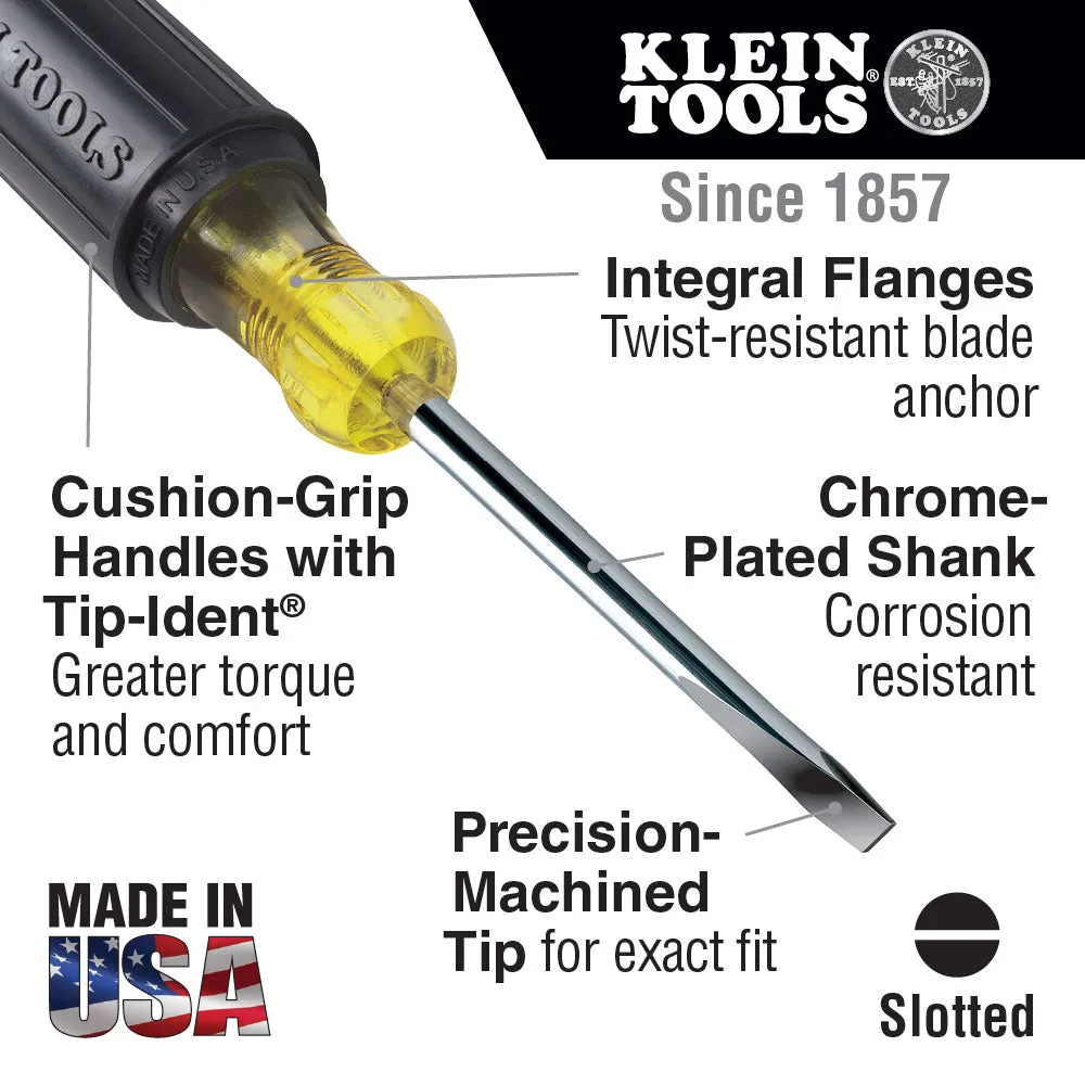 Klein Tools 600-4 1/4" Screwdriver Heavy Duty Square Shank