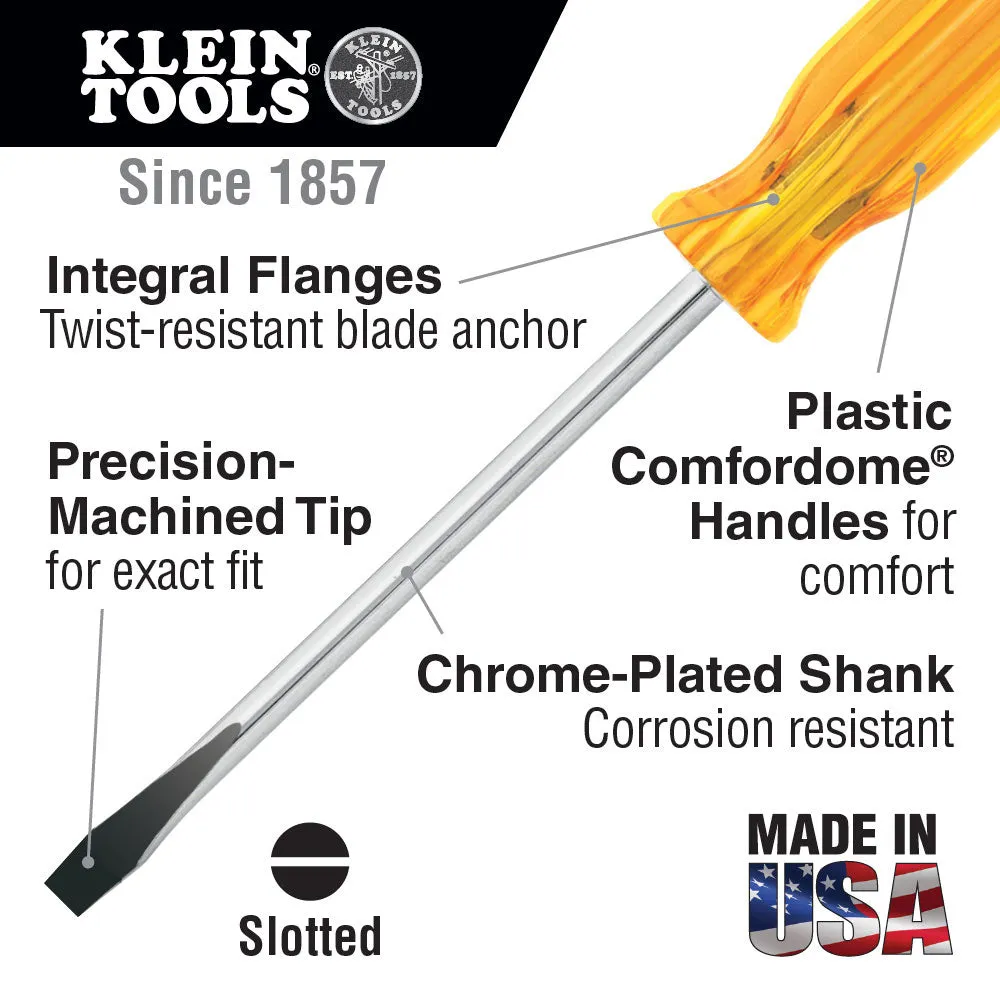 Klein Tools A216-6 Screwdriver, 1/8" Cabinet Tip, 6"