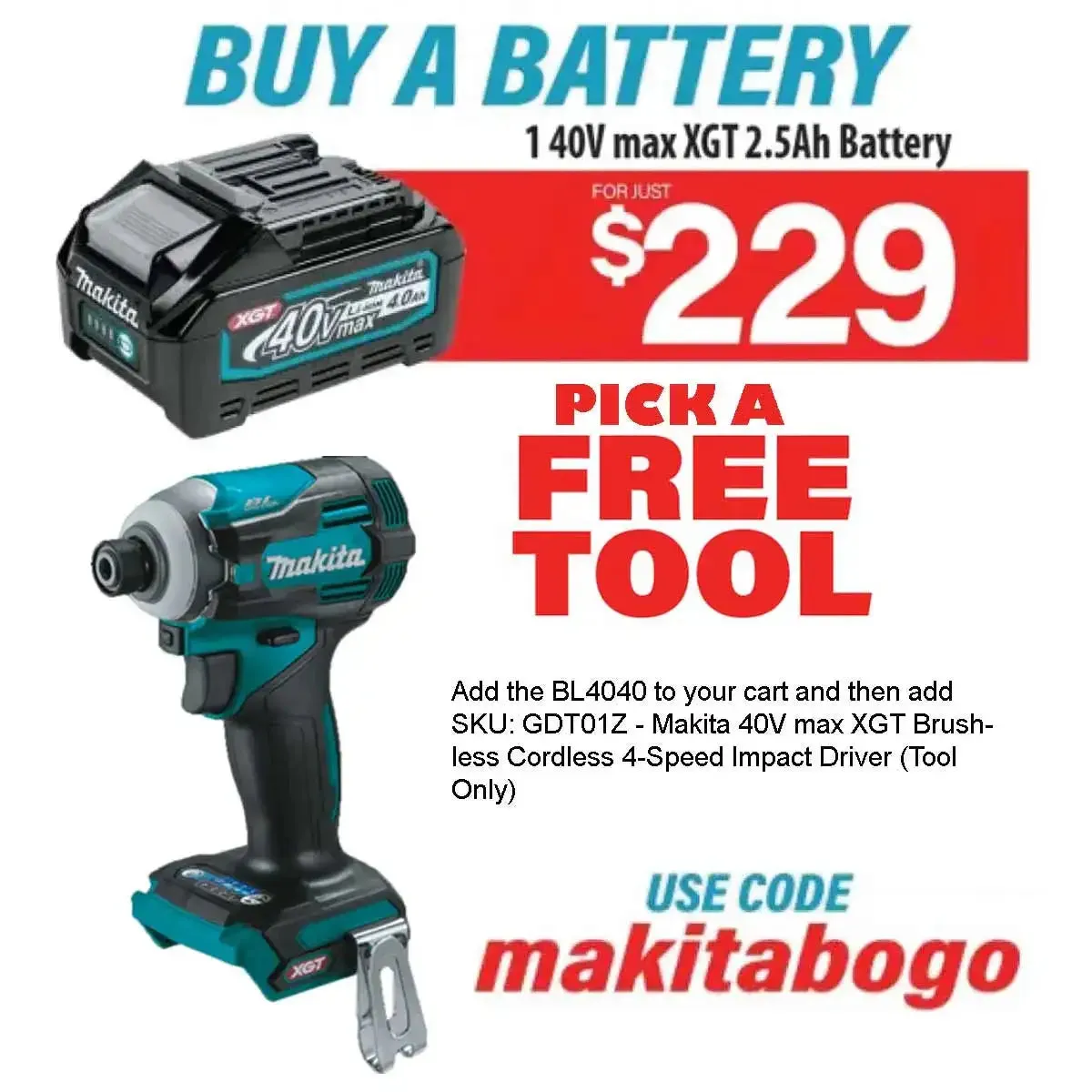 Makita 40V max XGT 4.0Ah Battery