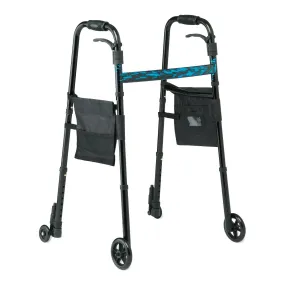 Medline Folding Trigger Walker with 5" Wheels