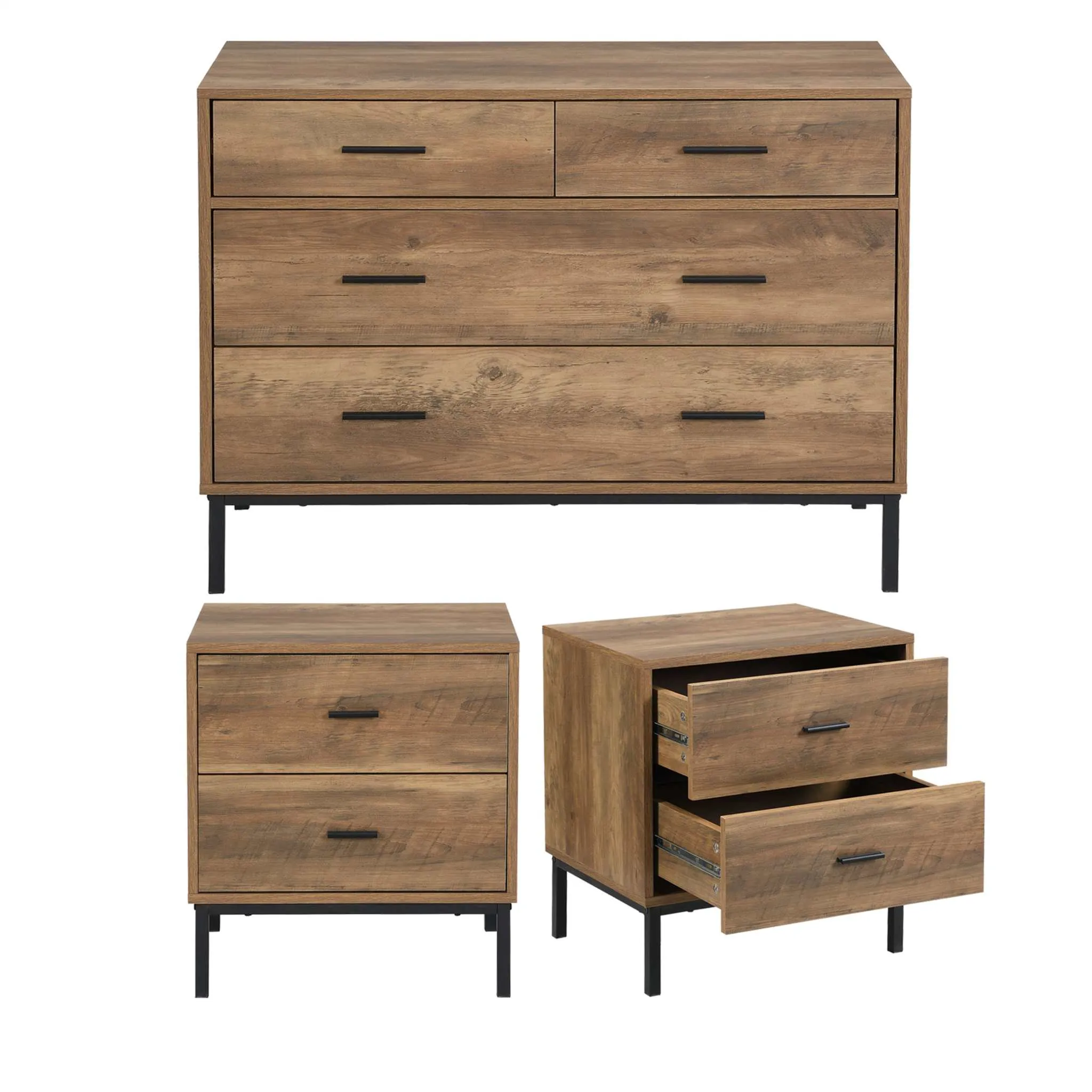 MerryLuk Bronx Set Chest of 4 Drawers dresser nightstand set