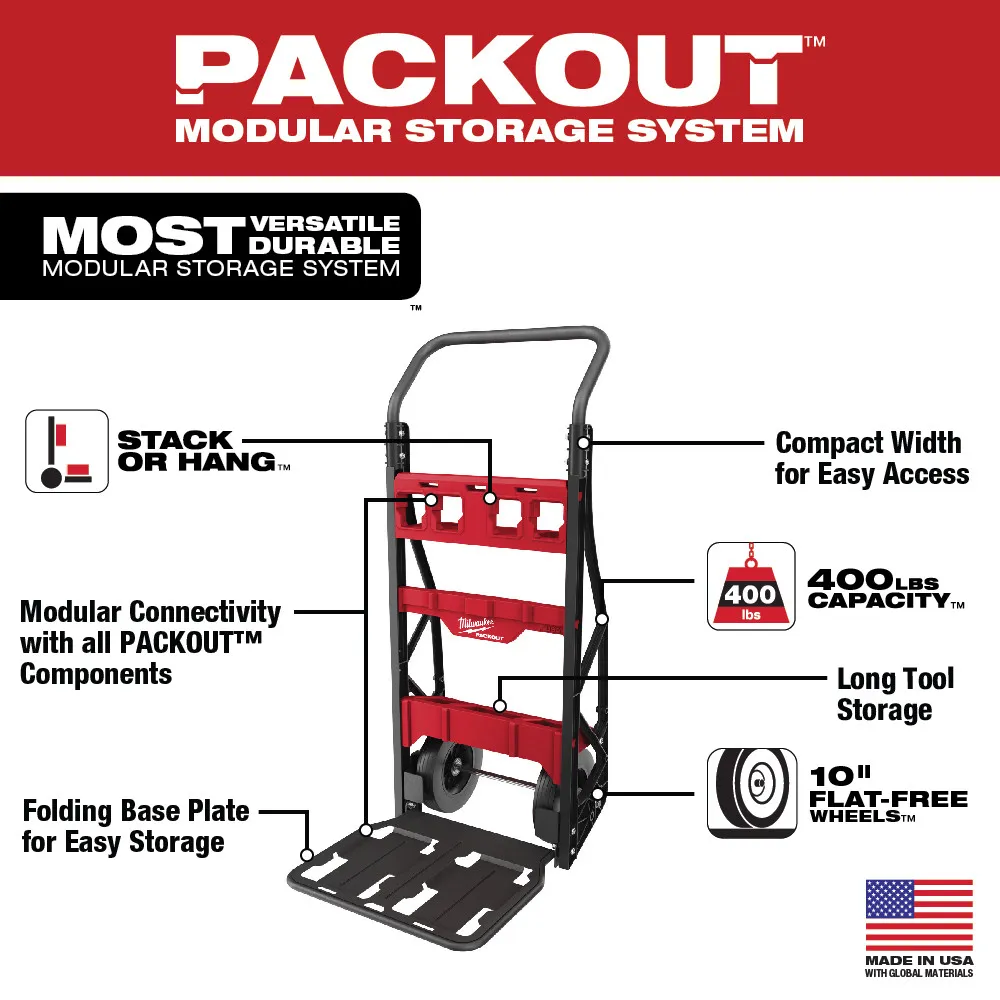 Milwaukee 10" Flat-Free 2-Wheel Packout Cart