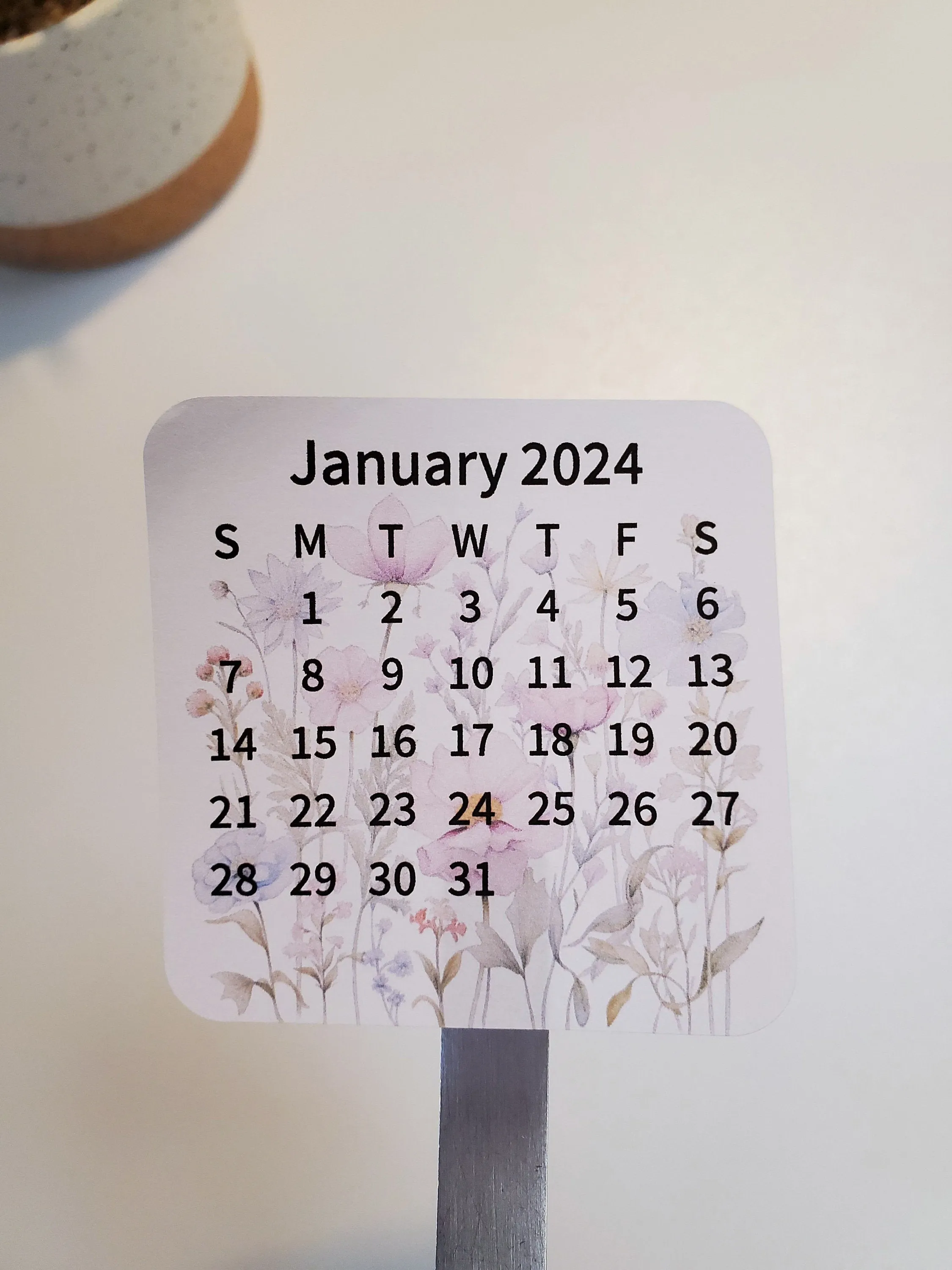 Mini Calendar Stickers with Flowers - Style B