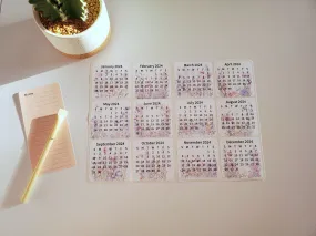 Mini Calendar Stickers with Flowers - Style B