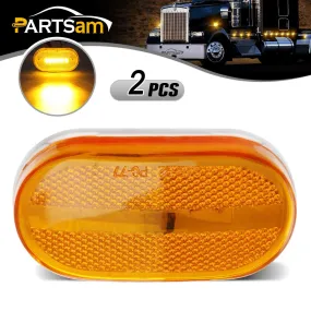 Partsam 2Pcs Amber 4 Inch LED Trailer Side Marker and Clearance Lights Lamps 6 Diodes with Reflex Lens Surface Mount, Reflective 2x4 Rectangular Rectangle Led Marker Lights Front Rear Truck RV Camper