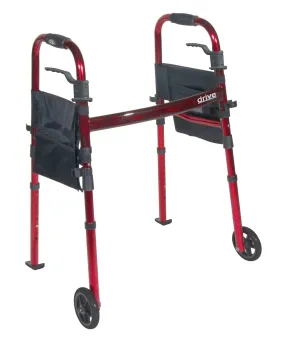 Portable Folding Travel Walker with 5" Wheels and Fold up Legs