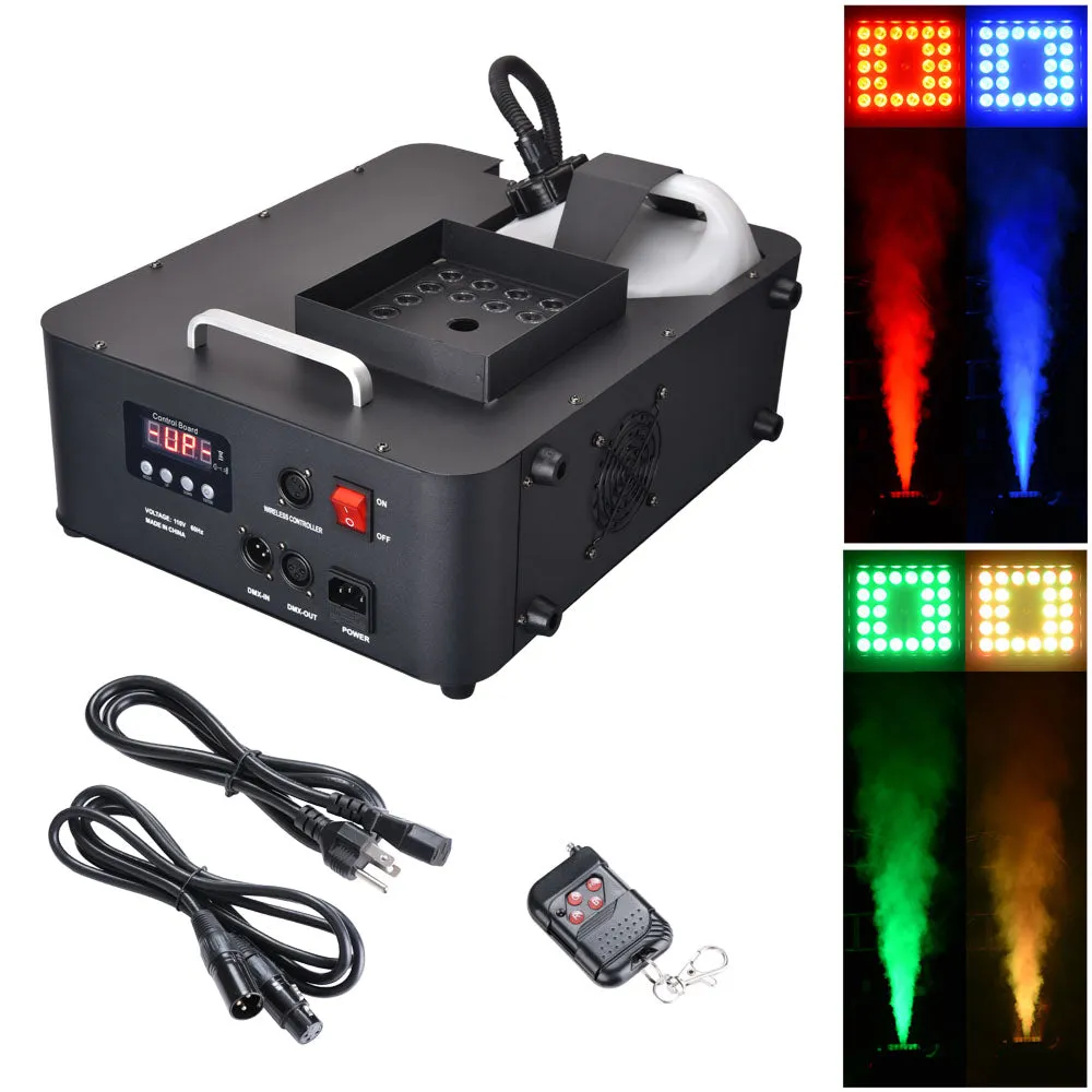 TheLAShop 20,000 CFM 1500W LED Smoke Fog Machine Fogger Remote DMX Wire