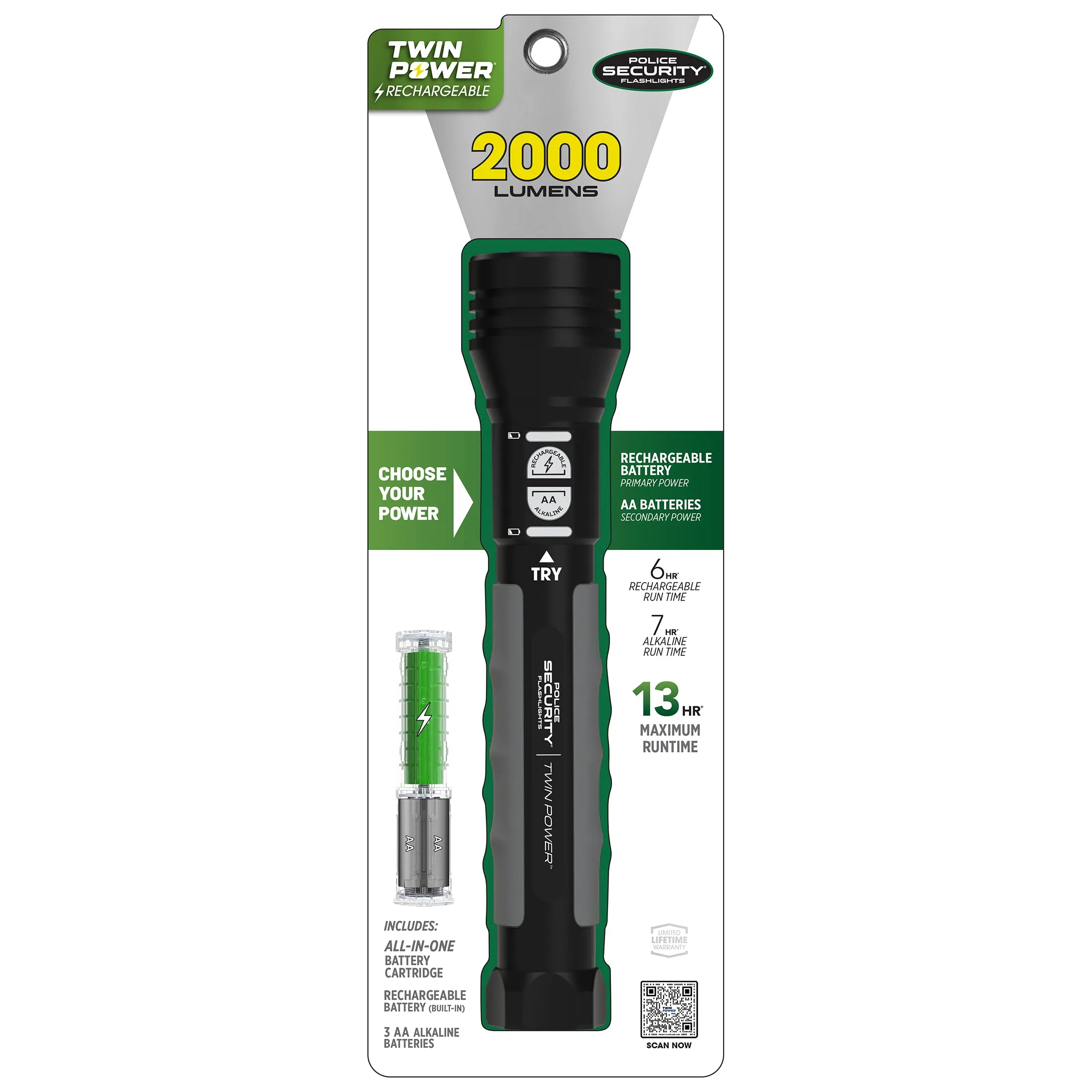 TWIN POWER 2000 LUMEN LED FLASHLIGHT