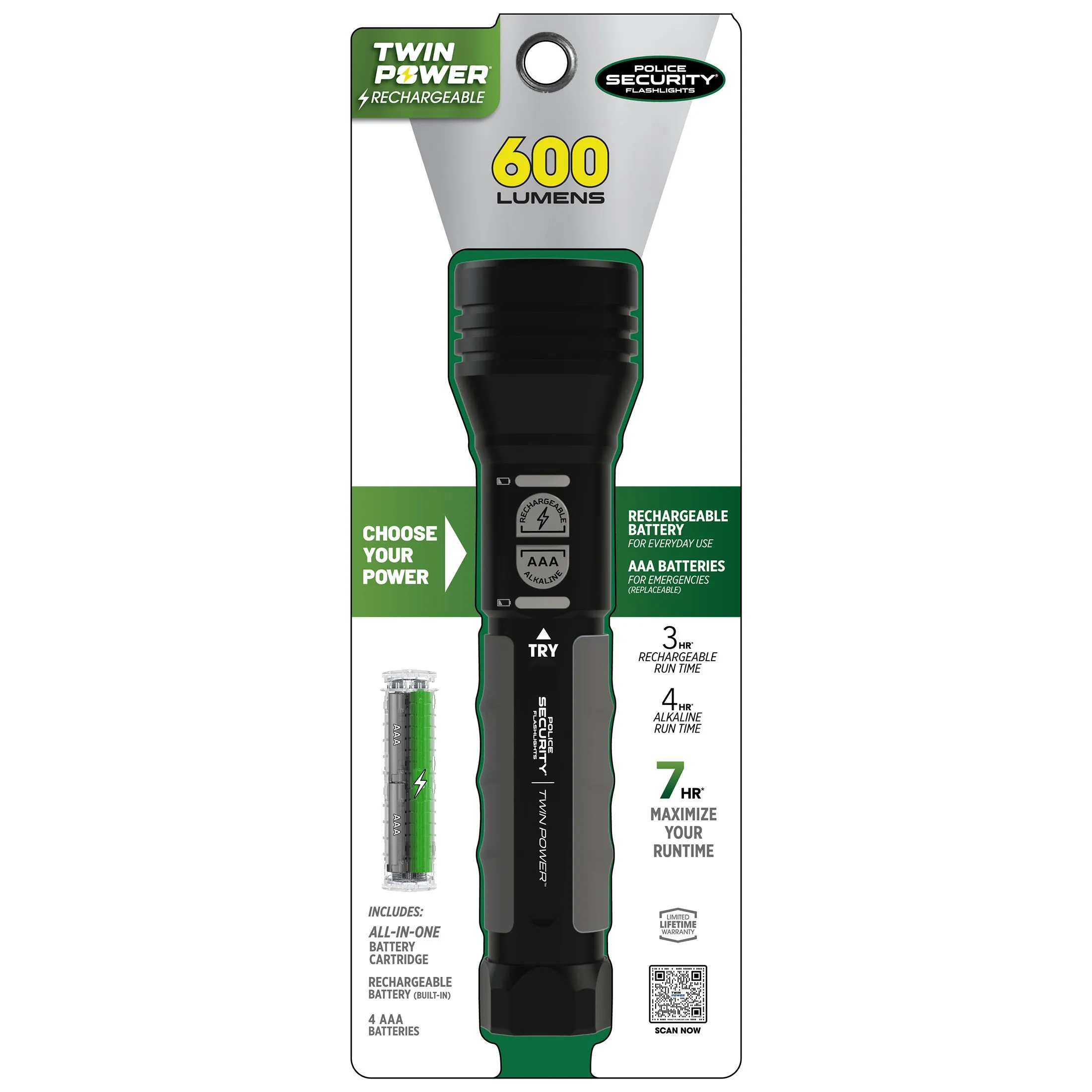 TWIN POWER 600 LUMEN LED FLASHLIGHT