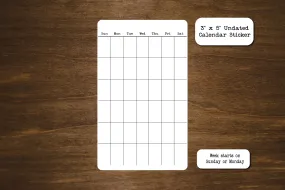 Undated Calendar Stickers - 3" x 5"