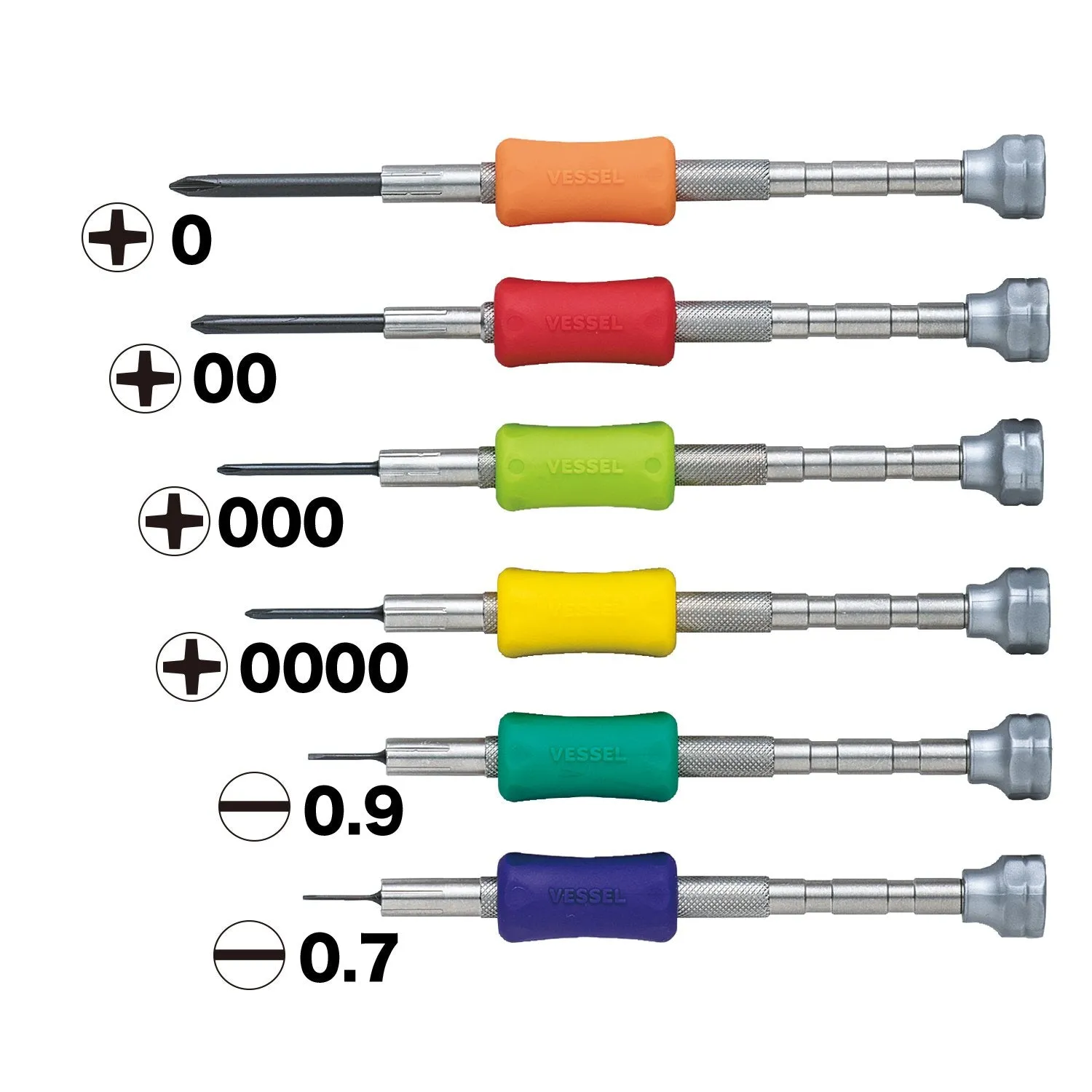 Vessel Precision Screwdriver Set TD-56S /  0, 00, 000, 0000, -0.7, -0.9