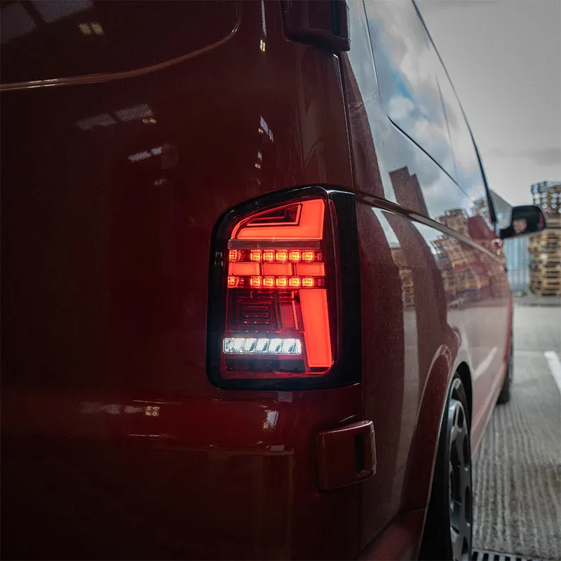 VW T6 – Rear Lights – Sequential Indicator – LED – Barn Door – Red (T6.1 Style)