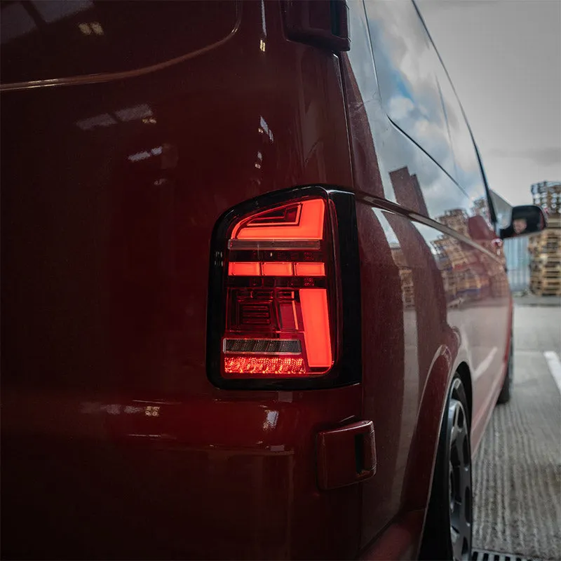 VW T6 – Rear Lights – Sequential Indicator – LED – Barn Door – Red (T6.1 Style)