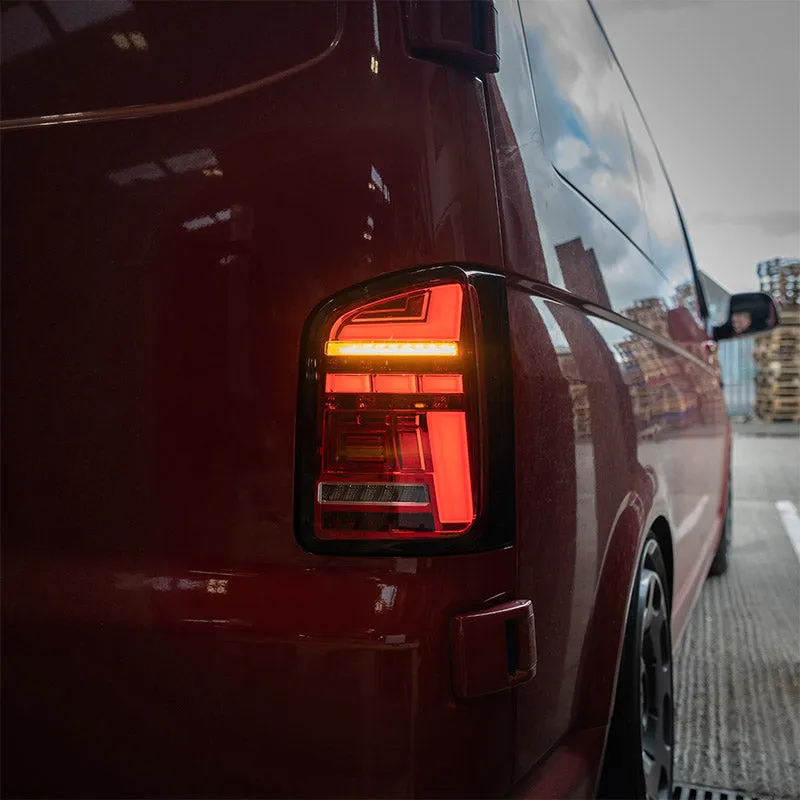 VW T6 – Rear Lights – Sequential Indicator – LED – Barn Door – Red (T6.1 Style)